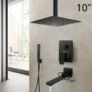 GobekUsa 8/16 Inch Matte Black LED Rainfall Shower Faucet Set