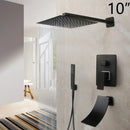 GobekUsa 8/16 Inch Matte Black LED Rainfall Shower Faucet Set