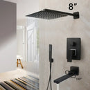 GobekUsa 8/16 Inch Matte Black LED Rainfall Shower Faucet Set