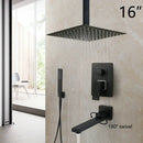GobekUsa 8/16 Inch Matte Black LED Rainfall Shower Faucet Set