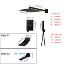 GobekUsa 8/16 Inch Matte Black LED Rainfall Shower Faucet Set