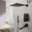 GobekUsa 8/16 Inch Matte Black LED Rainfall Shower Faucet Set