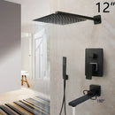 GobekUsa 8/16 Inch Matte Black LED Rainfall Shower Faucet Set