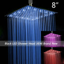GobekUsa 8-20" Black Ultra-thin Rain Shower Head for Bathroom Square Rainfall Faucet