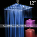 GobekUsa 8-20" Black Ultra-thin Rain Shower Head for Bathroom Square Rainfall Faucet