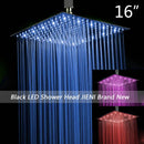 GobekUsa 8-20" Black Ultra-thin Rain Shower Head for Bathroom Square Rainfall Faucet