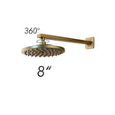 GobekUsa 8" Antique Brass Round Wall Mounted Bathroom Shower Faucet Set with Rainfall Head & Hand Shower
