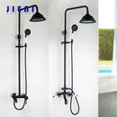 GobekUsa 8" Black Rain Shower Head Set with Hand Spray and Mixer Faucet