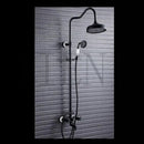 GobekUsa 8" Black Rain Shower Head Set with Hand Spray and Mixer Faucet