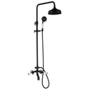 GobekUsa 8" Black Rain Shower Head Set with Hand Spray and Mixer Faucet