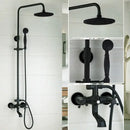 GobekUsa 8" Black Rain Shower Head Set with Hand Spray and Mixer Faucet