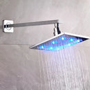 GobekUsa 8" Brass Square LED Rainfall Shower Head with Wall Mount Arm Pipe
