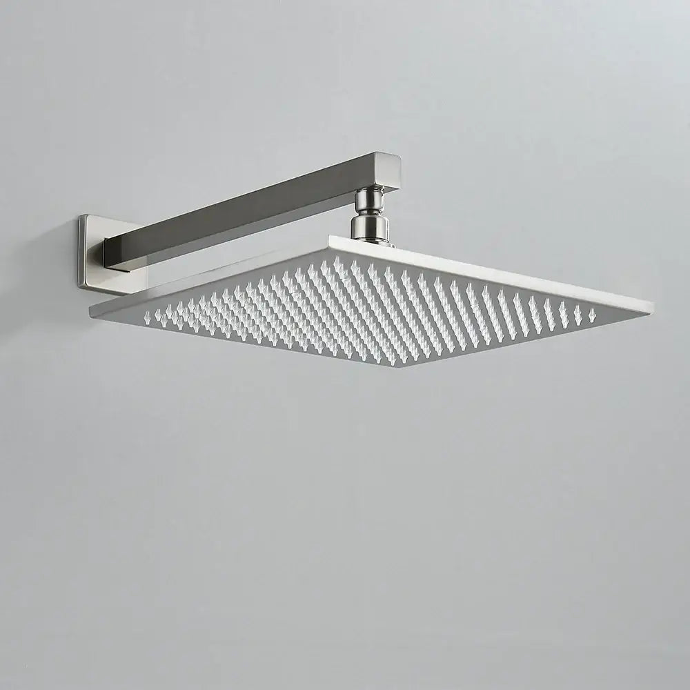 GobekUsa 8" Brass Square LED Rainfall Shower Head with Wall Mount Arm Pipe, photo 10 of 10