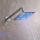 GobekUsa 8" Brass Square LED Rainfall Shower Head with Wall Mount Arm Pipe
