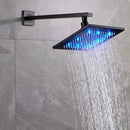 GobekUsa 8" Brass Square LED Rainfall Shower Head with Wall Mount Arm Pipe