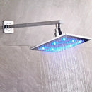 GobekUsa 8" Brass Square LED Rainfall Shower Head with Wall Mount Arm Pipe