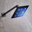GobekUsa 8" Brass Square LED Rainfall Shower Head with Wall Mount Arm Pipe