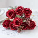 White rose and brown leaf peony silk bouquet wedding home decoration by Decorbites