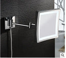 GobekUsa 8 inch Brass LED Magnifying Wall Mirror for Makeup and Dressing, 3X Magnification