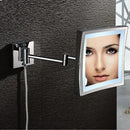 GobekUsa 8 inch Brass LED Magnifying Wall Mirror for Makeup and Dressing, 3X Magnification