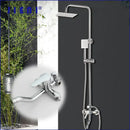 GobekUsa 8-inch Chrome Bathroom Rainfall Shower Set with Adjustable Height and Handheld Faucet