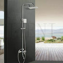 GobekUsa 8-inch Chrome Bathroom Rainfall Shower Set with Adjustable Height and Handheld Faucet