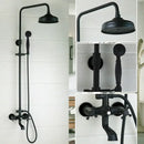 GobekUsa 8 Inch Matte Black Shower Faucet Set with Hand Spray and Rainfall Head