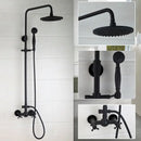 GobekUsa 8 Inch Matte Black Shower Faucet Set with Hand Spray and Rainfall Head