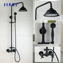 GobekUsa 8 Inch Matte Black Shower Faucet Set with Hand Spray and Rainfall Head