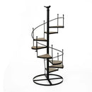 GobekUsa 8-Layer Stair Shape Iron Plant Stand with Wood Plate