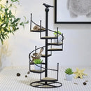 GobekUsa 8-Layer Stair Shape Iron Plant Stand with Wood Plate