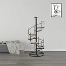 GobekUsa 8-Layer Stair Shape Iron Plant Stand with Wood Plate