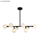 GobekUsa 8-Light Black Nordic Globe Island Pendant for Restaurants