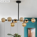 GobekUsa 8-Light Black Nordic Globe Island Pendant for Restaurants