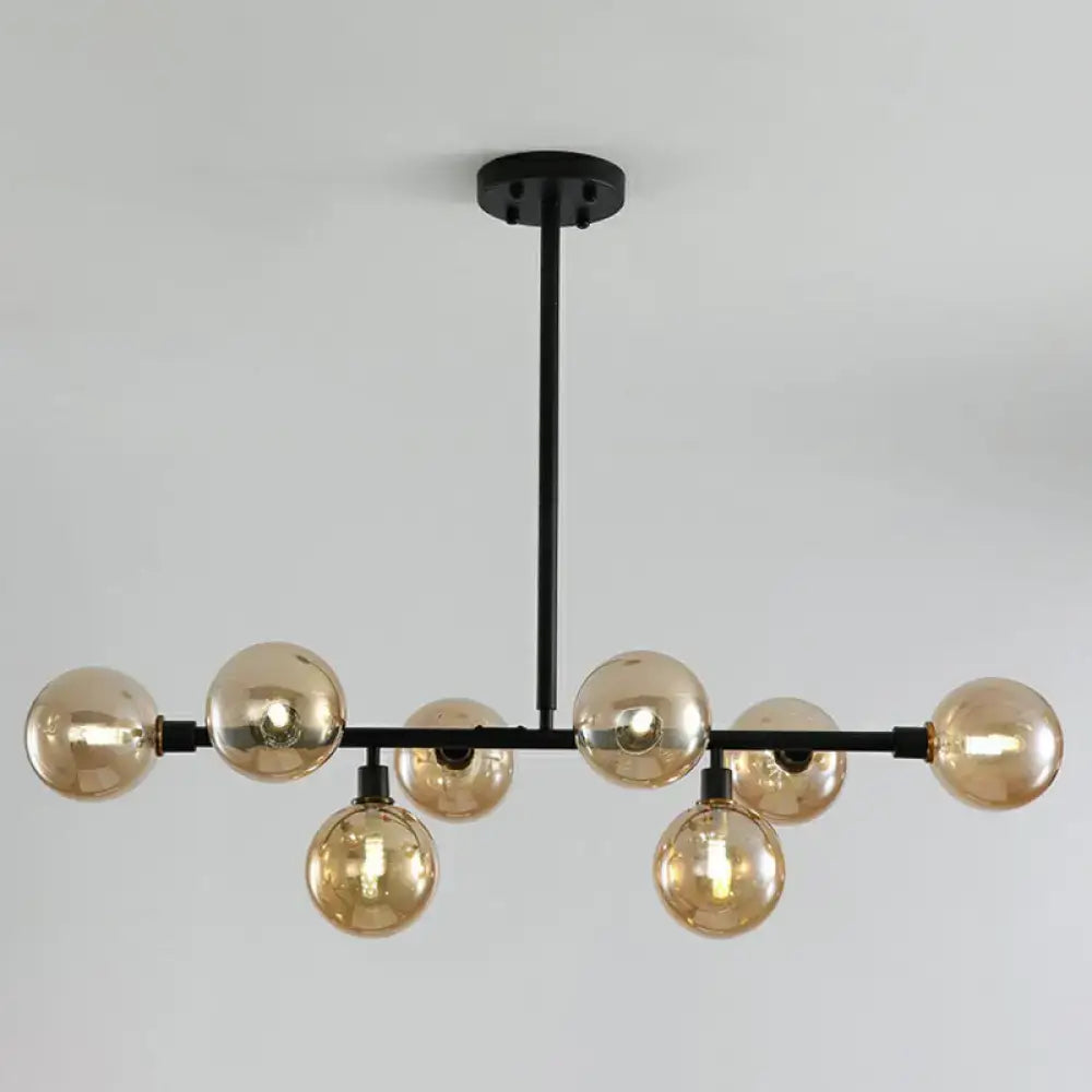 GobekUsa 8-Light Black Nordic Globe Island Pendant for Restaurants