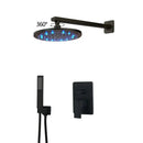 GobekUsa 8" Matte Black Wall Mounted Rainfall Shower Faucet Set with Handheld Shower