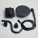 GobekUsa 8" Matte Black Wall Mounted Rainfall Shower Faucet Set with Handheld Shower