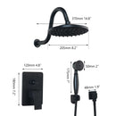 GobekUsa 8" Matte Black Wall Mounted Rainfall Shower Faucet Set with Handheld Shower