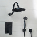 GobekUsa 8" Matte Black Wall Mounted Rainfall Shower Faucet Set with Handheld Shower