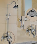 GobekUsa 8" Rainfall Shower Tub Faucet Set with Rotate Spout and Two Handles