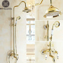 GobekUsa 8" Rainfall Shower Tub Faucet Set with Rotate Spout and Two Handles