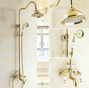 GobekUsa 8" Rainfall Shower Tub Faucet Set with Rotate Spout and Two Handles
