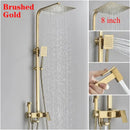 GobekUsa 8" Square Rainfall Shower Faucet Set with Handshower - Wall Mount Single Handle