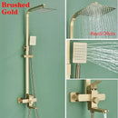 GobekUsa 8" Square Rainfall Shower Faucet Set with Handshower - Wall Mount Single Handle