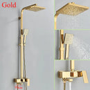 GobekUsa 8" Square Rainfall Shower Faucet Set with Handshower - Wall Mount Single Handle