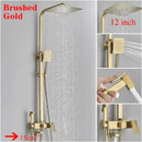 GobekUsa 8" Square Rainfall Shower Faucet Set with Handshower - Wall Mount Single Handle