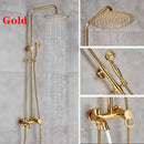 GobekUsa 8" Square Rainfall Shower Faucet Set with Handshower - Wall Mount Single Handle