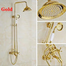 GobekUsa 8" Square Rainfall Shower Faucet Set with Handshower - Wall Mount Single Handle