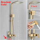 GobekUsa 8" Square Rainfall Shower Faucet Set with Handshower - Wall Mount Single Handle