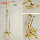 GobekUsa 8" Square Rainfall Shower Faucet Set with Handshower - Wall Mount Single Handle